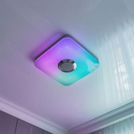Музыкальный светильник LED Diasha 45W до 10 м² цвет Белый+Хром DB-8501A/280x280RGB+MP3+T