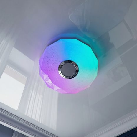 Люстра с блютуз колонкой Diasha 45W до 10 м² цвет Белый+Хром DB-8303/300RGB+MP3+TUYA