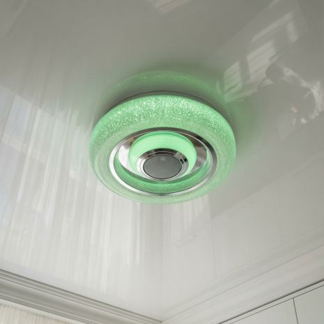 Люстра RGB в гостиную Diasha 45W до 10 м² цвет Белый+Хром DB-8314/300RGB+MP3+TUYA