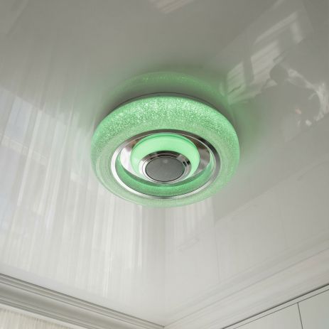 Люстра RGB в гостиную Diasha 45W до 10 м² цвет Белый+Хром DB-8314/300RGB+MP3+TUYA