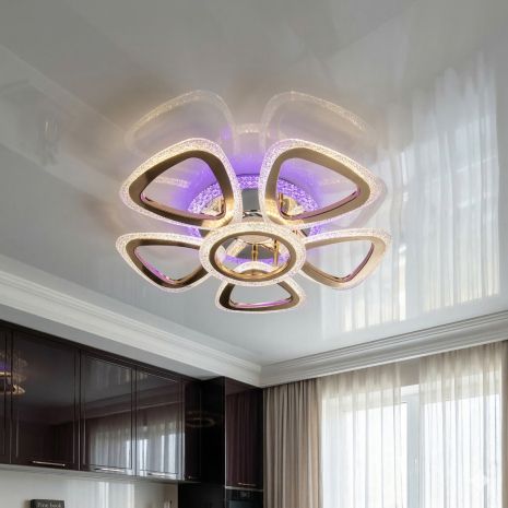 Люстра с колонкой и пультом Diasha 64W до 16 м² цвет Хром+Золото J620/5+1HR+G MP3 3col dim