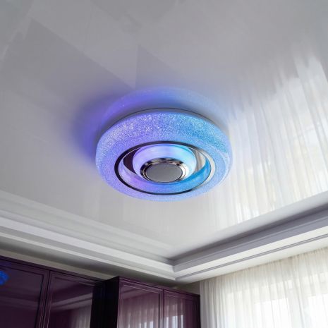 Музыкальная люстра в детскую Diasha 45W до 10 м² цвет Белый+Хром DB-8314/300RGB+MP3