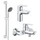 Набор смесителей 3 в 1 для ванной комнаты Grohe QuickFix StartEdge S-Size UA202501SQ Набор смесителей 3 в 1 для ванной комнаты Grohe QuickFix StartEdge S-Size UA202501SQ