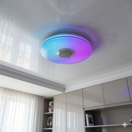 Смарт светильник с пультом Diasha 45W до 10 м² цвет Белый+Хром DB-8310/300RGB+MP3+TUYA