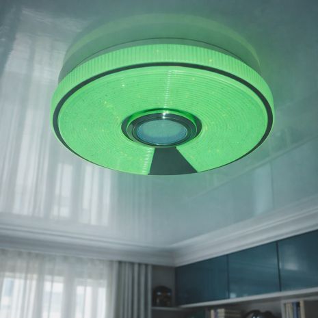 Люстра в дитячу з музикою Diasha 45W до 10 м² колір Білий+Хром DB-8309/300RGB+MP3+TUYA