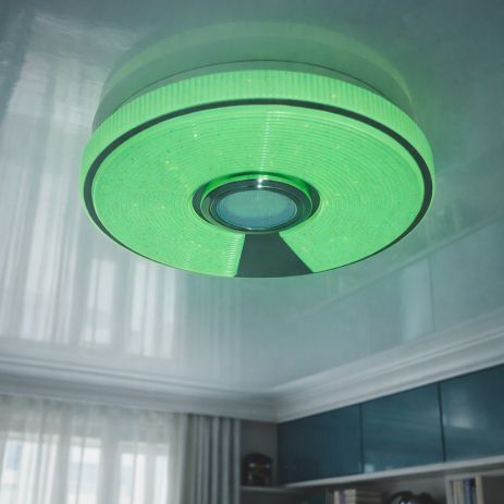 Люстра в детскую с музыкой Diasha 45W до 10 м² цвет Белый+Хром DB-8309/300RGB+MP3+TUYA