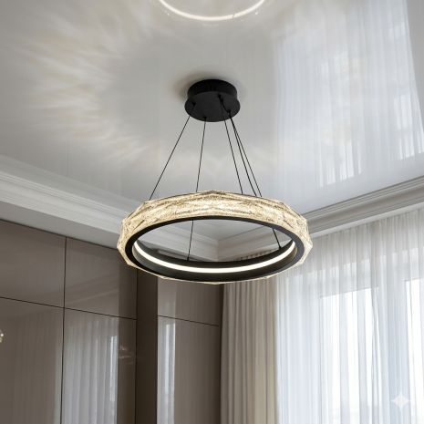 Люстра на одно кольцо с пультом Diasha 52W до 12 м² цвет Черный 583-400BK