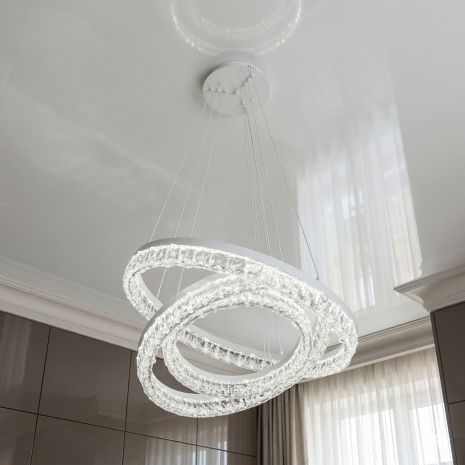 Люстра кольца с регулировкой высоты Diasha 82W до 18 м² цвет Белый 1713/500+400+300WH