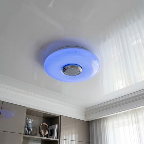 Светодиодная люстра с Bluetooth Diasha 45W до 10 м² цвет Белый+Хром DB-8301/300RGB+MP3