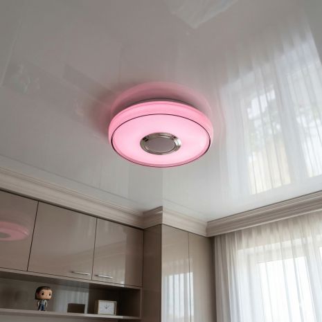 Люстра з динаміком і пультом Diasha 45W до 10 м² колір Білий+Хром DB-8305/260RGB+MP3+TUYA