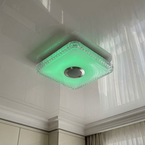 Стельове світло з колонкою Diasha 45W до 10 м² колір Білий+Хром DB-8501C/280x280RGB+MP3+T