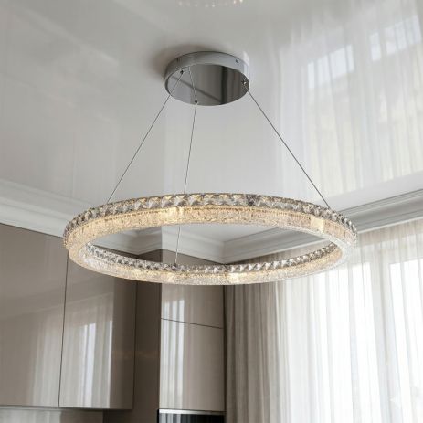 Подвесная люстра на одно кольцо Diasha 130W до 20 м² цвет Хром MD6027/800HR