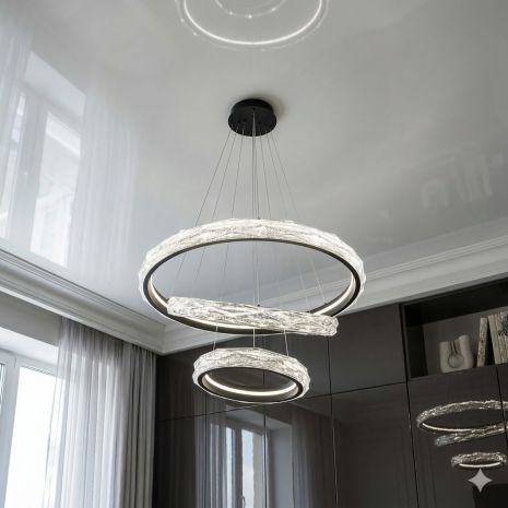 Люстра три кольца с регулировкой Diasha 250W до 40 м² цвет Черный 583-800+600+400BK