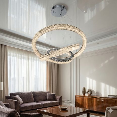 Подвесная люстра на три уровня Diasha 270W до 40 м² цвет Хром MD6027/800+600+400HR