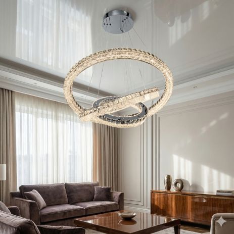 Подвесная люстра на три уровня Diasha 270W до 40 м² цвет Хром MD6027/800+600+400HR
