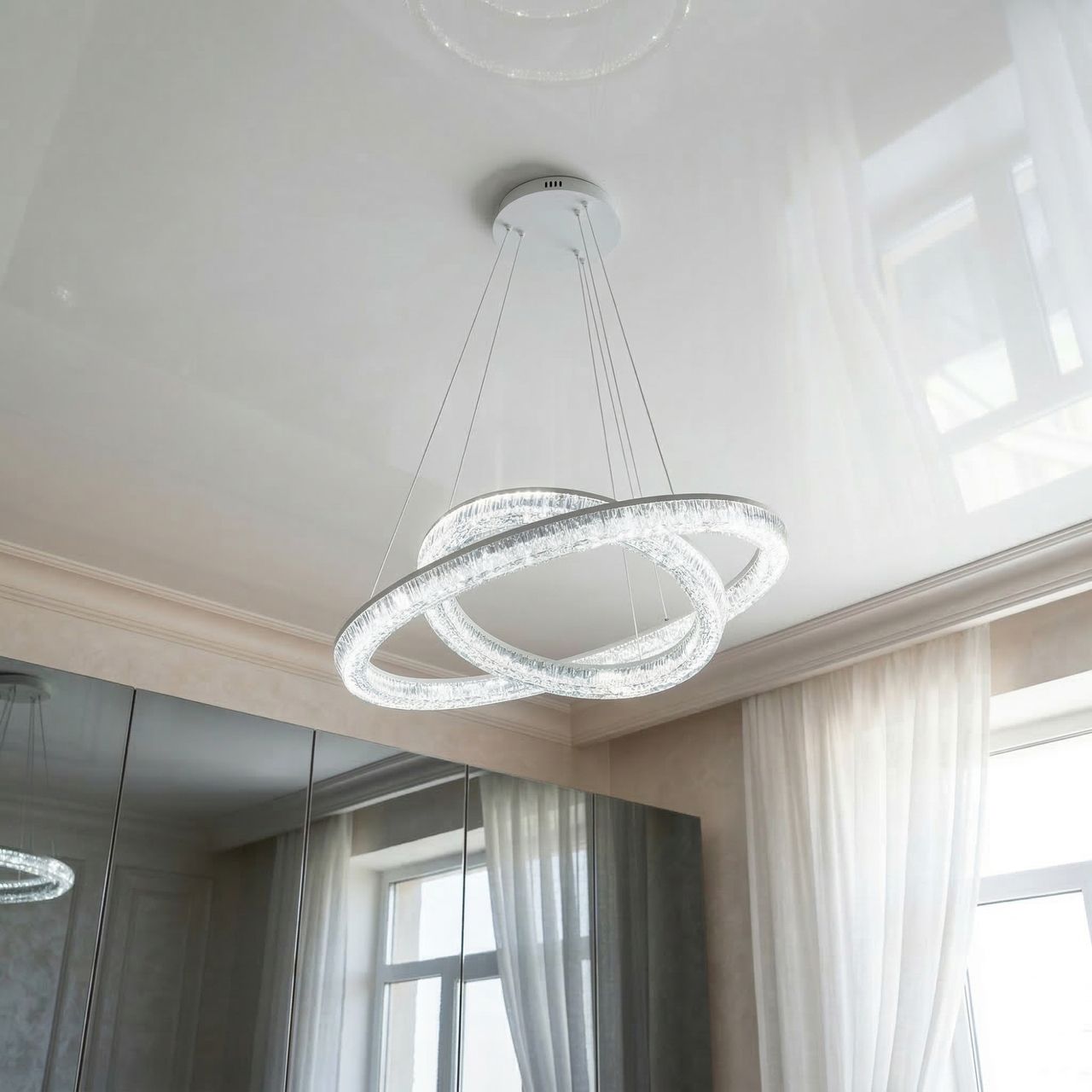 Люстра кольца в спальню LED Diasha 78W до 18 м² цвет Белый D9711/600+400WH Люстра кольца в спальню LED Diasha 78W до 18 м² цвет Белый D9711/600+400WH