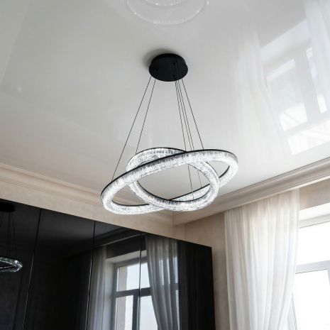 Светодиодная люстра два яруса Diasha 78W до 18 м² цвет Черный D9711/600+400BK