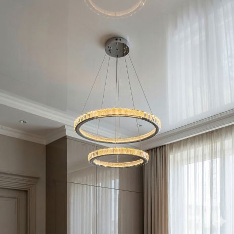 Люстра кольца в гостиную LED Diasha 82W до 18 м² цвет Хром 66081/600+400CH
