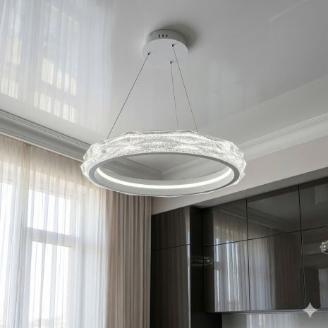 Люстра кольцо с пультом в спальню Diasha 84W до 18 м² цвет Белый 583-500WH