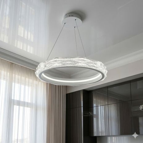 Люстра кольцо с пультом в спальню Diasha 84W до 18 м² цвет Белый 583-500WH