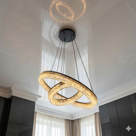 Люстра два кольца LED в гостиную Diasha 54W до 12 м² цвет Черный 1712/500+300BK