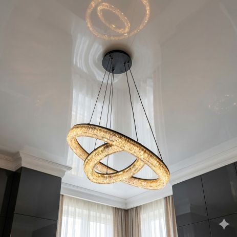 Люстра два кольца LED в гостиную Diasha 54W до 12 м² цвет Черный 1712/500+300BK