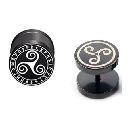 Мужские серьги-штанги кельтский Трискель Трискелион спираль в стиле викингов серьга штанга 1шт черный цвет