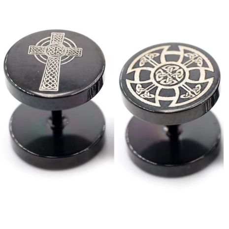 Сережки-штанги з хрестом хрест з хрестиком в скандинавському стилі вікінгів сережка у вигляді штанги Сережки-штанги з хрестом хрест з хрестиком в скандинавському стилі вікінгів сережка у вигляді штанги