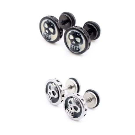 Чоловічі сережки-гвоздики Череп із сталі сережки-штанги круглі 1шт Чоловічі сережки-гвоздики Череп із сталі сережки-штанги круглі 1шт