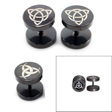 Чоловічі сережки-штанги з амулетом Трикветр, Кельтський вузол, 1 шт.