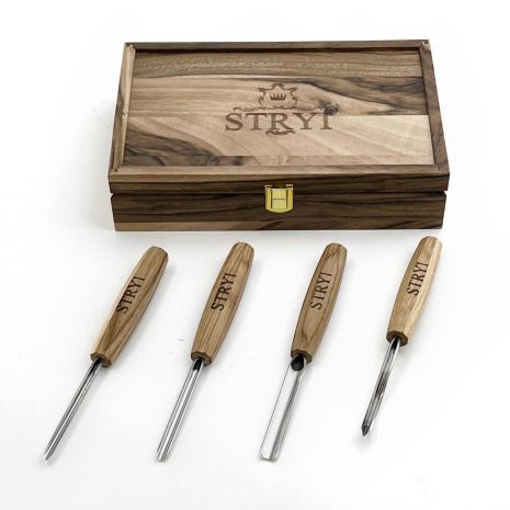 Набір компактних стамесок для різьблення по дереву “STRYI” Profi 4 шт Набір компактних стамесок для різьблення по дереву “STRYI” Profi 4 шт