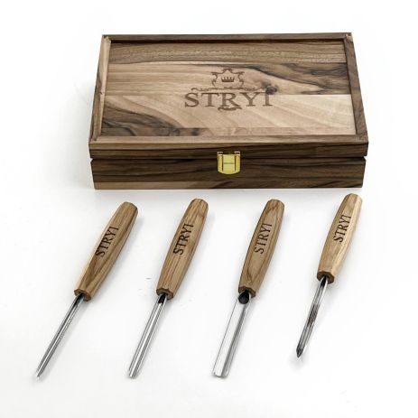 Набір компактних стамесок для різьблення по дереву “STRYI” Profi 4 шт Набір компактних стамесок для різьблення по дереву “STRYI” Profi 4 шт