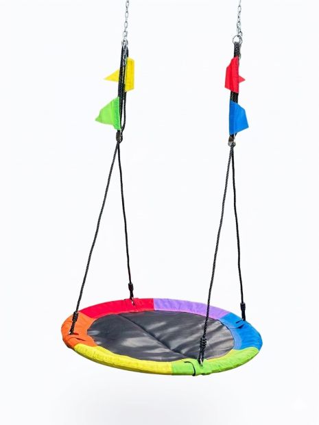 Дитяча підвісна гойдалка гніздо лелеки з прапорцями 100 см 150кг