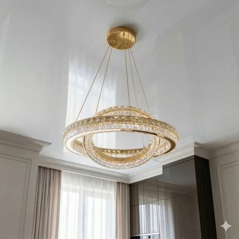 Люстра на два кольца Diasha 152W до 25 м² цвет Золото MD6027/600+400S-gold