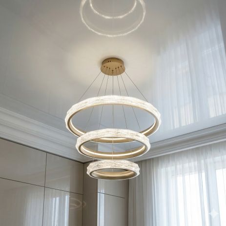 Люстра три кільця у вітальню Diasha 250W до 40 м² колір Золото 583-800+600+400G