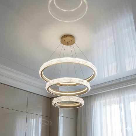 Люстра три кільця у вітальню Diasha 250W до 40 м² колір Золото 583-800+600+400G