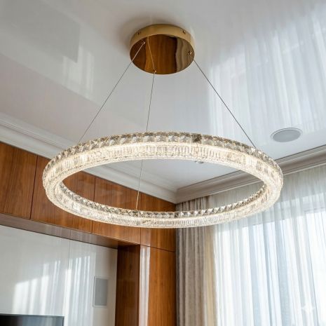 Люстра кільце 80 см LED у вітальню Diasha 130W до 20 м² колір Золото MD6027/800S-gold