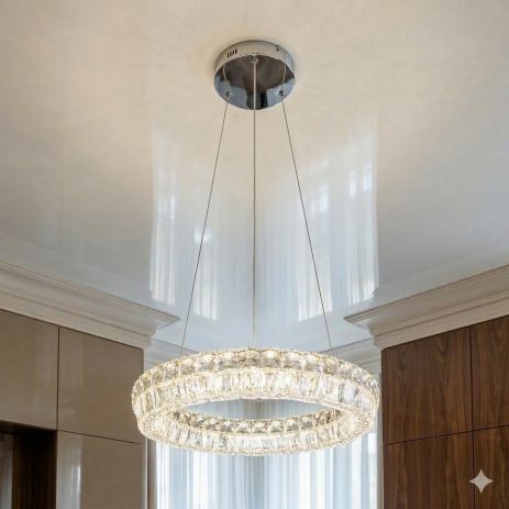 Светодиодная люстра подвес Diasha 64W до 16 м² цвет Хром MD6027/400HR