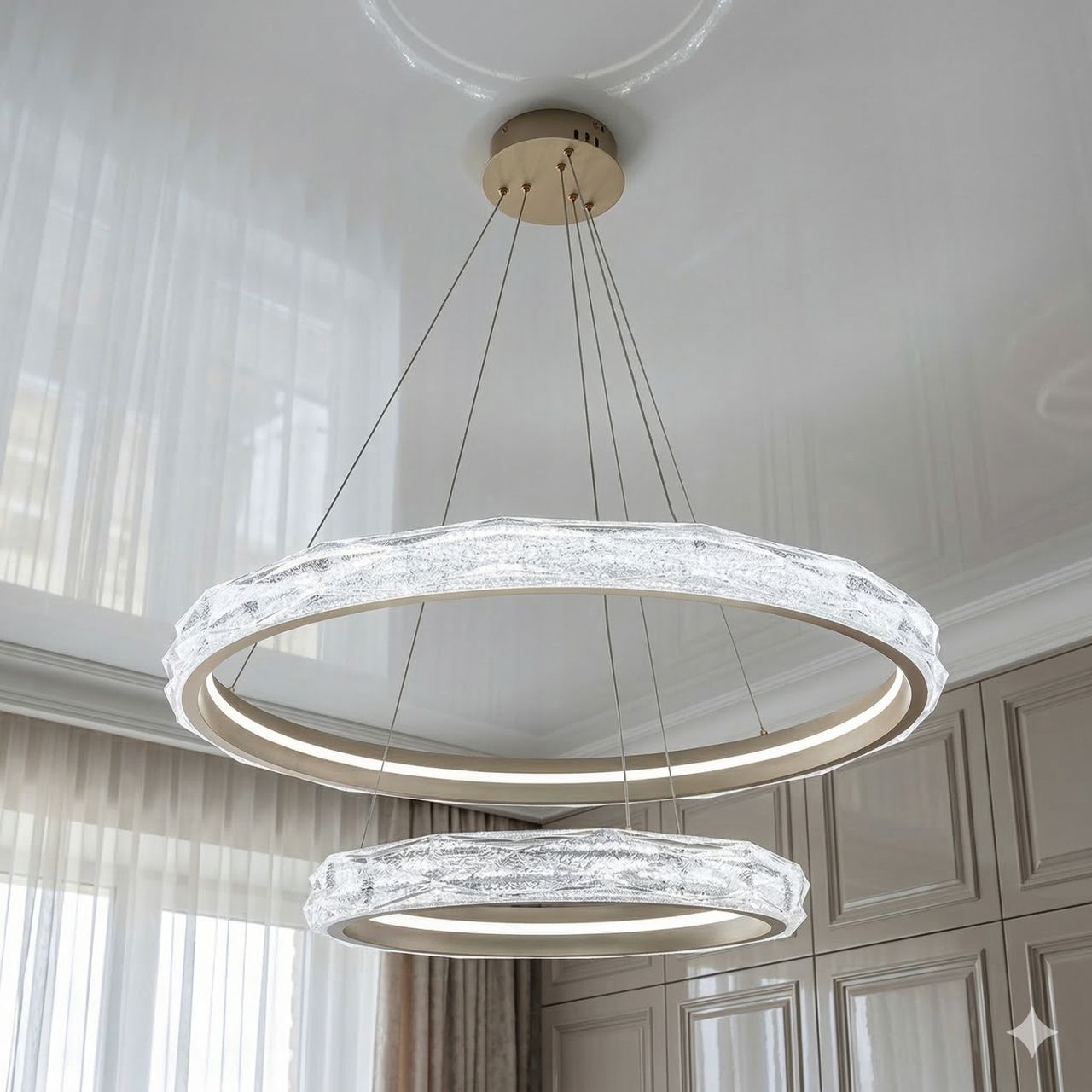 Люстра кільце LED підвісна Diasha 200W до 35 м² колір Золото 583-800+500G Люстра кільце LED підвісна Diasha 200W до 35 м² колір Золото 583-800+500G