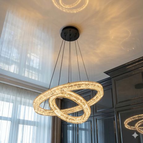 Люстра кольца подвесная в спальню Diasha 54W до 12 м² цвет Черный 1712/500+300ABK