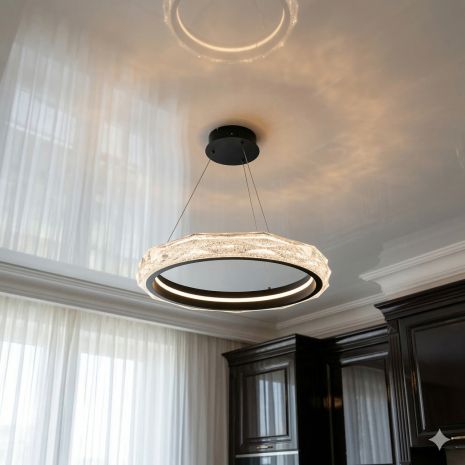 Підвісна люстра кільце для передпокою Diasha 84W до 18 м² колір Чорний 583-500BK