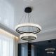 Люстра два кільця в сучасну залу Diasha 152W до 25 м² колір Чорний 583-600+400BK