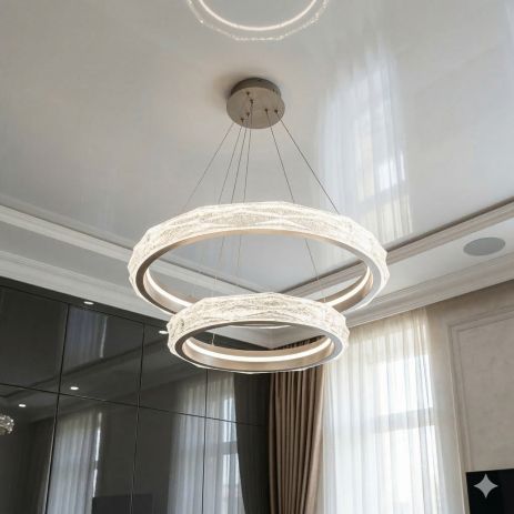 Люстра кольца для высоких потолков Diasha 152W до 25 м² цвет Золото 583-600+400G