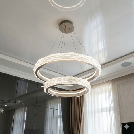 Люстра кольца для высоких потолков Diasha 152W до 25 м² цвет Золото 583-600+400G