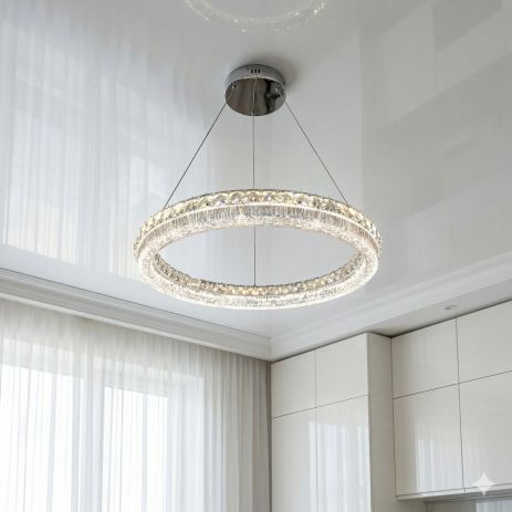 Люстра кольцо с изменением высоты Diasha 95W до 20 м² цвет Хром MD6027/600HR