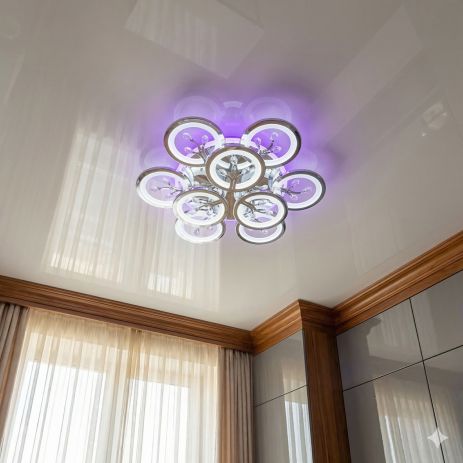 Люстра светодиодная потолочная Diasha 140W до 20 м² цвет Хром 8135/6+3HR 3col dim