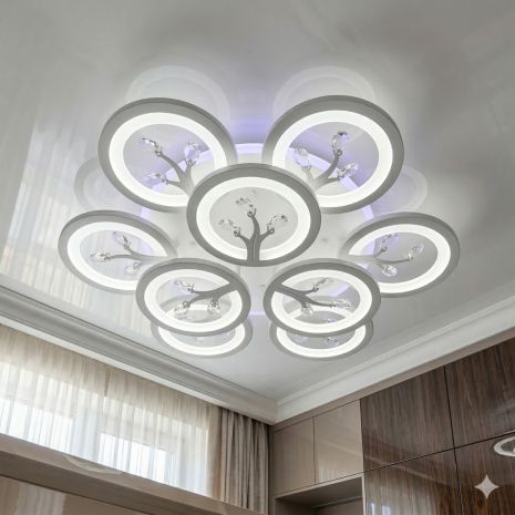 Льодова люстра Diasha 140W до 20 м² колір Білий 8135/6+3WH 3col dim