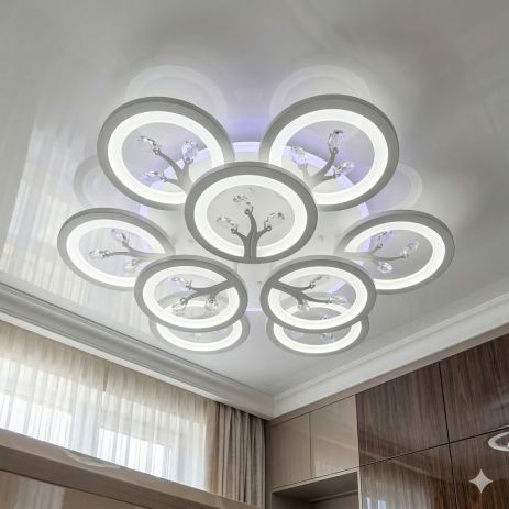 Лед люстра Diasha 140W до 20 м² цвет Белый 8135/6+3WH 3col dim