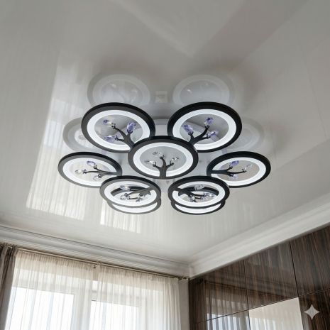 Люстра в вітальню Diasha 140W до 20 м² колір Чорний 8135/6+3BK 3col dim