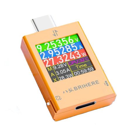 Багатофункціональний тестер BRIHERE B10 Digital Display PD QC (50V 12A 600W Max) Type-C to Type-C Orange Багатофункціональний тестер BRIHERE B10 Digital Display PD QC (50V 12A 600W Max) Type-C to Type-C Orange